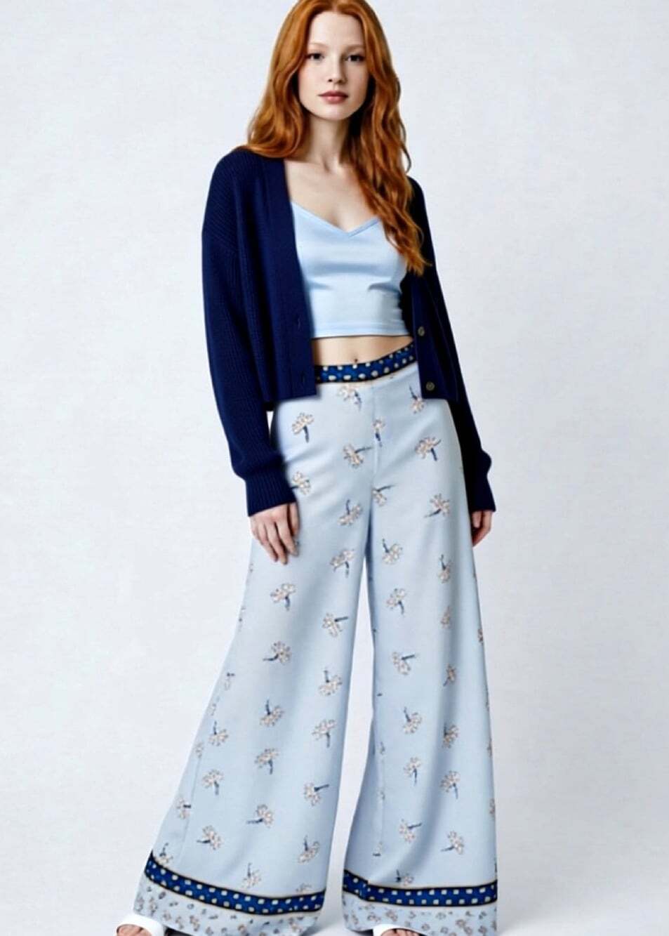 Endless Rose Border Lotus Wide leg Pants
